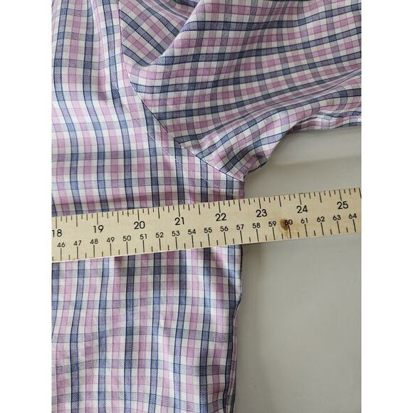 UNTUCKit Button Down Dress Shirt Blue Plaid Mens Size L Performance Pink Blue - Picture 3 of 5